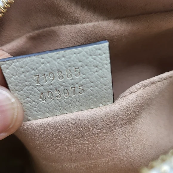 GUCCI Textured Dollar Calfskin Web Mini Ophidia Shoulder Bag Mystic White. Auth. - Picture 8 of 16